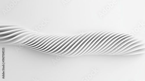 A 3D rendering of a white, abstract wave-like structure.