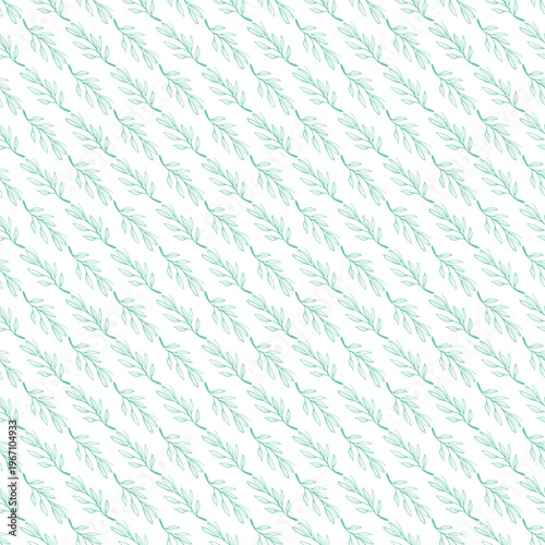 Seamless Mint Leaf Pattern Background Botanical Line Art Repeatable Design For Textiles And Stationery