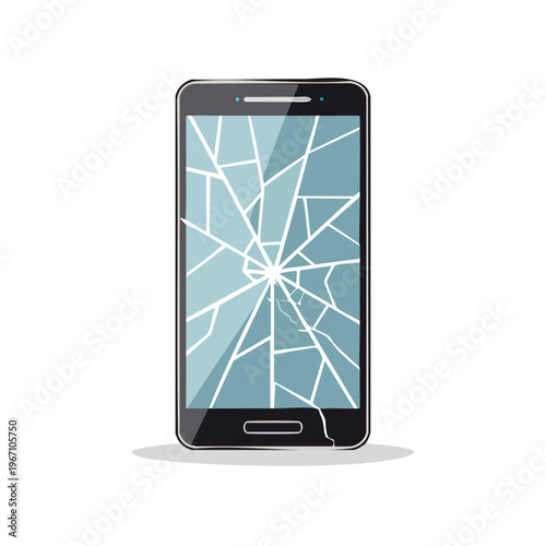 Broken smartphone screen vector illustration for technology and repair concepts