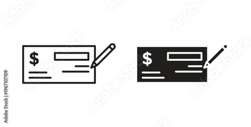 Money check icon vector pictogram pack. icon vector template