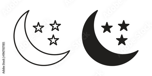 Moon stars icon vector pictogram pack. icon vector template