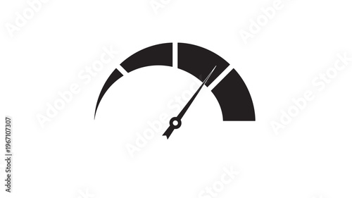 Speedometer icon with a needle indicating a high measurement on a white background featuring gauge, dial, indicator with speed and fast elements for