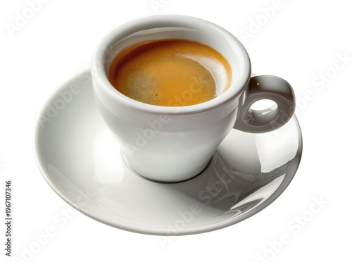 Φωτογραφία Isolated classic espresso coffee cup and saucer with rich dark beverage and gold