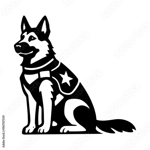 Military service dog symbol. Patriotic K9 memorial and veteran support vector illustration