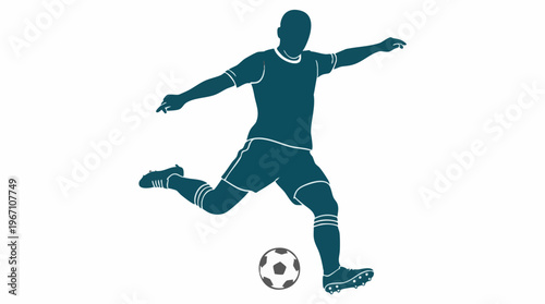 Soccer player silhouette kicking a ball vector illustration