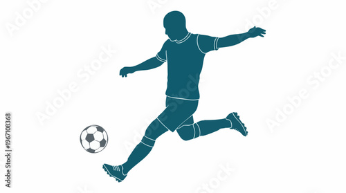 Dynamic soccer player kicking ball silhouette illustration