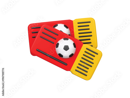Football match ticket icon 3D render illustration isolated
