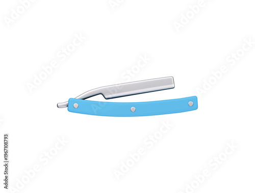 Straight razor shaving tool icon 3D render illustration isolated