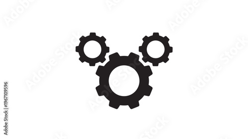 Gears interlocking set with black silhouette on a white background representing industry and mechanical work