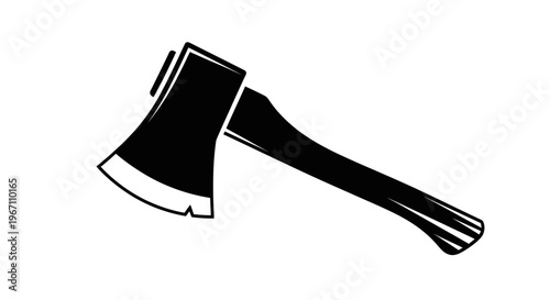 Black Silhouette of an Axe, Isolated on White Background