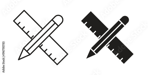 Pencil and ruler icon vector pictogram pack. icon vector template