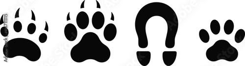 Animal Paw Prints and Hoof Vector Set for Wildlife and Nature Themed Illustrations
