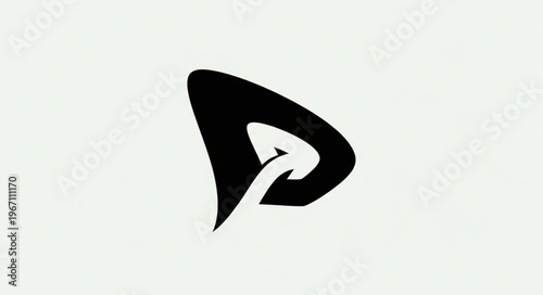 Abstract black shape resembling a stylized letter D.