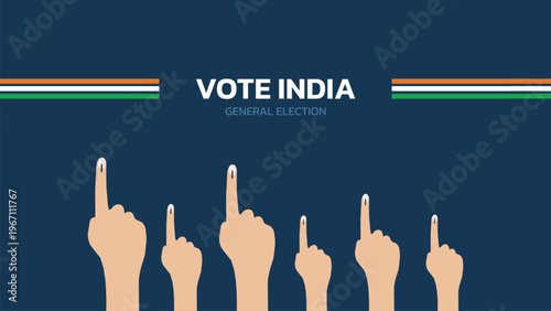 Vote for india general election background with finger vector. Vote india general election background
