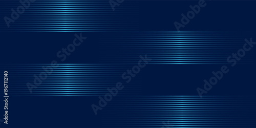 Dark blue abstract background with flowing horizontal neon lines and smooth wave motion, creating a futuristic and high tech visual for digital and corporate design.