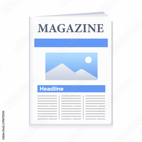 Magazine cover mockup with headline and image placeholder. vector illustration