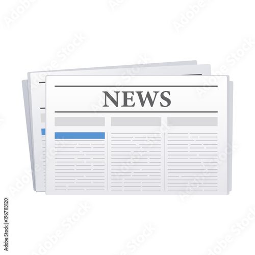 Newspaper stack with headline layout isolated on background. vector illustration