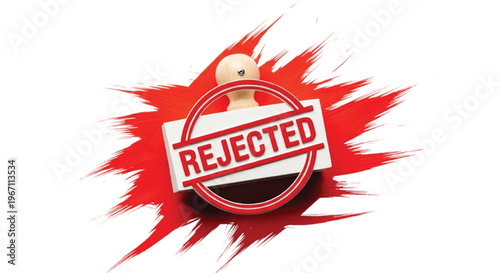 Red stamp with rejected text and burst lines bold text