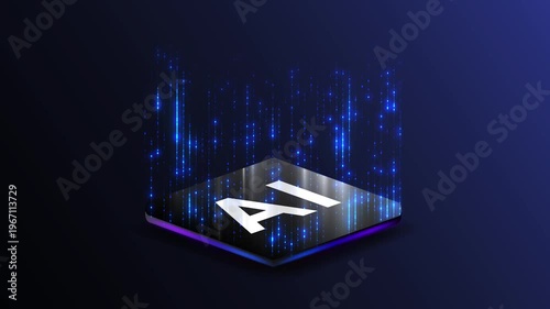 Isometric cpu processor with AI technology. AI chip processing big data. Chipset concept. high-tech computing power and artificial intelligence.