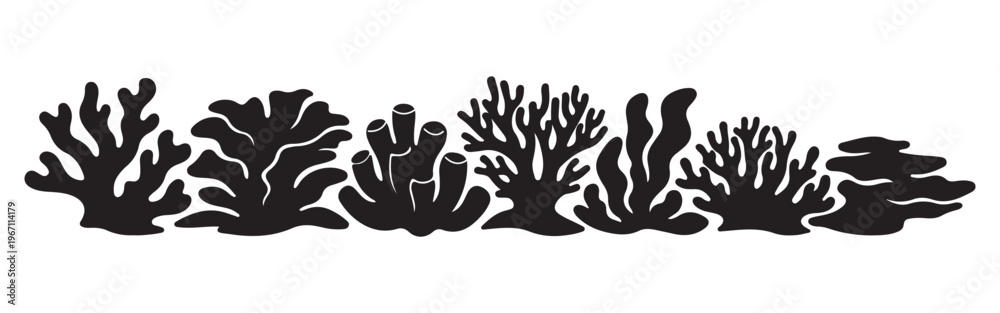 Obraz premium Coral Silhouette Vector Illustration Set