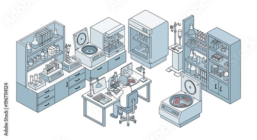 Modern Scientific Laboratory with Advanced Equipment and Researcher.