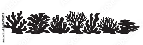 Coral Silhouette Vector Illustration Set