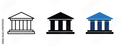 Classical Temple Building Icon Vector Set