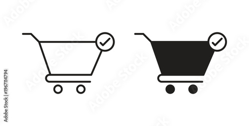 Shopping cart check icon vector pictogram pack. icon vector template