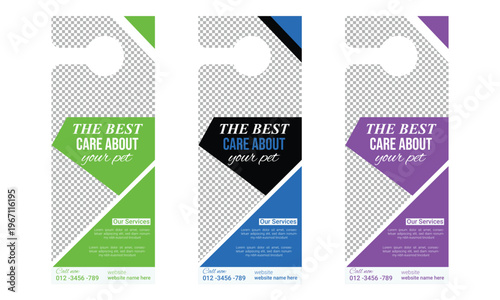 Pet Care Door Hanger Template Design