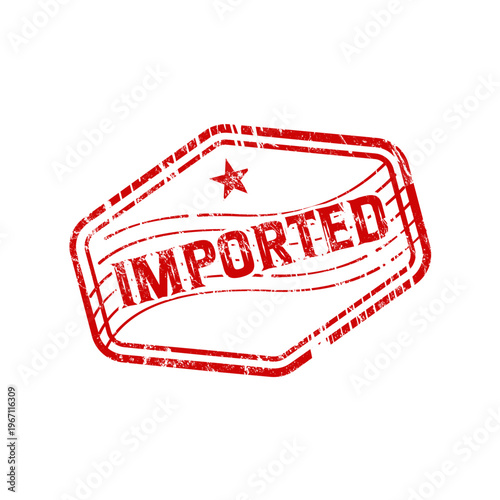 Imported - red rubber stamp with grunge effect- vector illustration