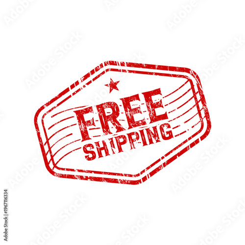 Free shipping - red rubber stamp with grunge effect- vector illustration
