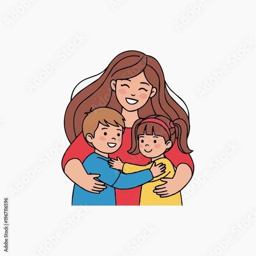 Mother holding baby with love and care illustration