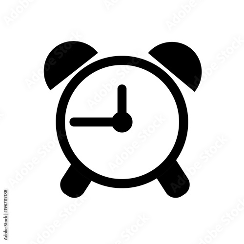 Alarm clock icon, black & white