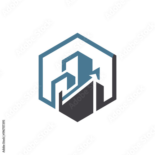 Abstract Hexagon Building Logo Design for Real Estate.