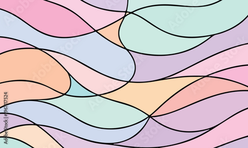 Abstract Pastel Line Wave Background Minimal Flat Vector Design.