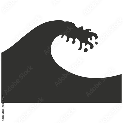 A black wave icon on a white background
