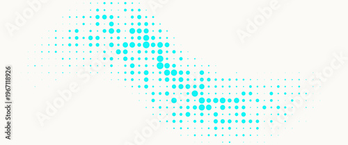 Abstract halftone background featuring a flowing wave of turquoise dots on a clean white backdrop.