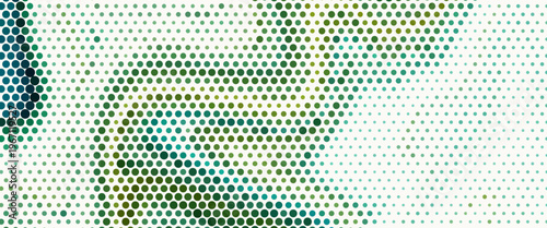 Abstract halftone background composed of multicolored dots forming flowing, organic wave-like shapes across a light backdrop.
