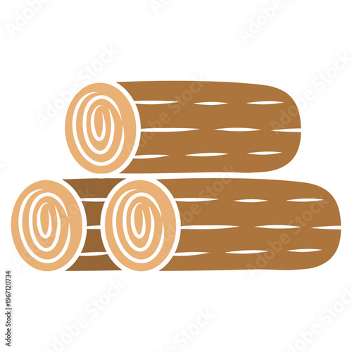 Stack of Wooden Logs Flat Illustration