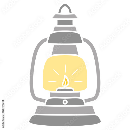 kerosene oil lamp flat illustration