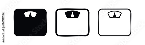 Bathroom Scale Weight Icon Set in Solid, Bold Outline, and Thin Outline Styles
