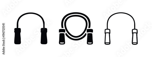 Jump Rope Skipping Exercise Icon Set in Solid and Outline Styles
