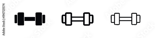 Dumbbell Icon Set for Gym and Fitness Workout. Weights Equipment Symbols.