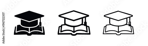 Photography Graduation Student Icons Set - Education, Learning, University Symbol Collection