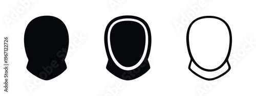 Scuba diving hood or balaclava icon set in various styles, protective gear vector illustration
