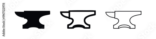 Anvil Icon Collection - Blacksmith Tool in Various Styles for Craft and Industry Concepts