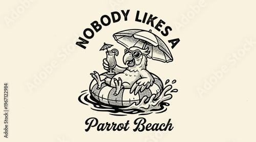 Parrot on a floating device.