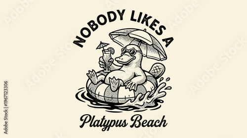 Platypus on an inflatable raft.