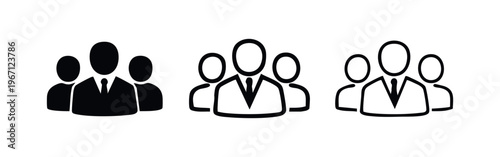 Business group and leadership icon set. Professional team and corporate staff symbols for management.