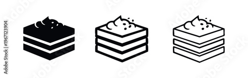 Layer Cake with Frosting and Sprinkles Icon Set